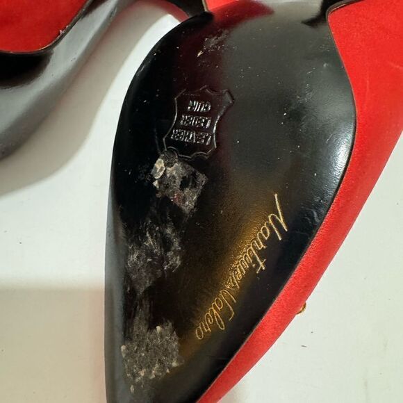 MARTINEZ VALERO Vtg 80’s Color-Blocked satin red 3" Pump size 8.5 M - Picture 10 of 10